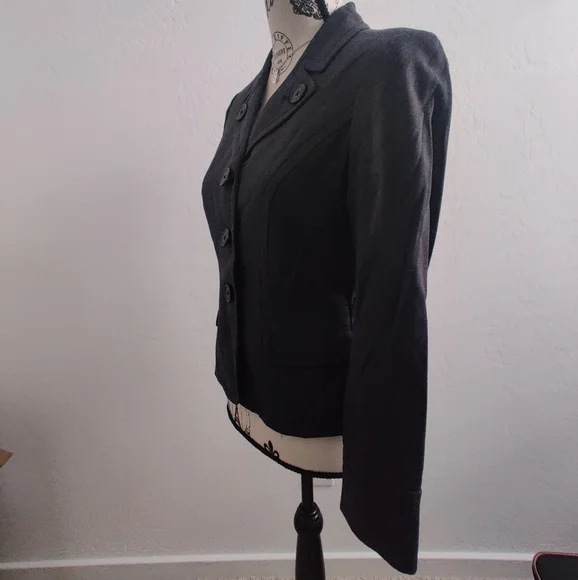 Ann Taylor Loft Dark Gray Business Casual Office Work Petite Blazer_4P - Picture 4 of 8